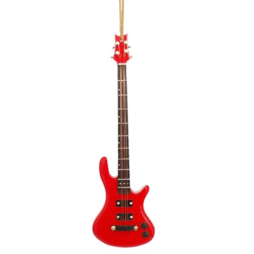 Dselvgvu 14 cm Holzsaite Miniatur E-Bass Gitarre hängende Ornament Mini Musikinstrument Nachbildung Musik Geburtstagsgeschenke Urlaub Baum Heimdekoration und Display Ornament Modell (14 cm) von Dselvgvu