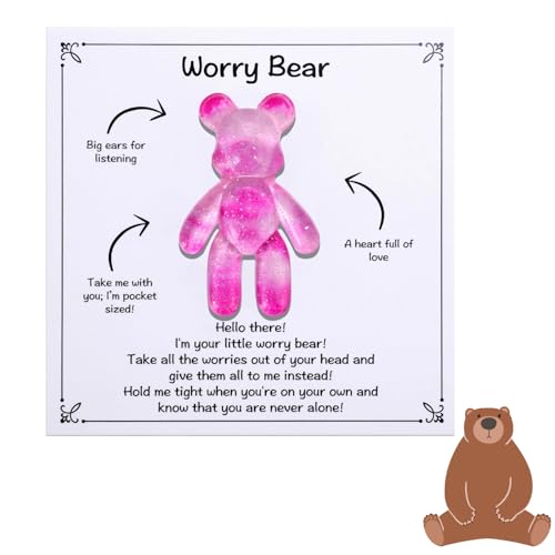 Dszemie Pocket Hug, Hug Bear with Card, Good Luck Gifts for Friends, Emotionale Unterstützung für Angstlinderung, herzerwärmende Taschenumarmung für Familie Freunde Geburtstag (Rosa) von Dszemie