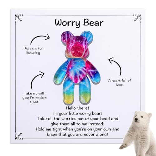 Pocket Hug Gifts, Little Worry Bear Stress Relieve Gifts For Women Mens, Positive Good Luck Bear Pocket Hugs With Inspirational Motivation Card For Friends Famlies Bestie Lovers Couples (Rainbow) von Dszemie