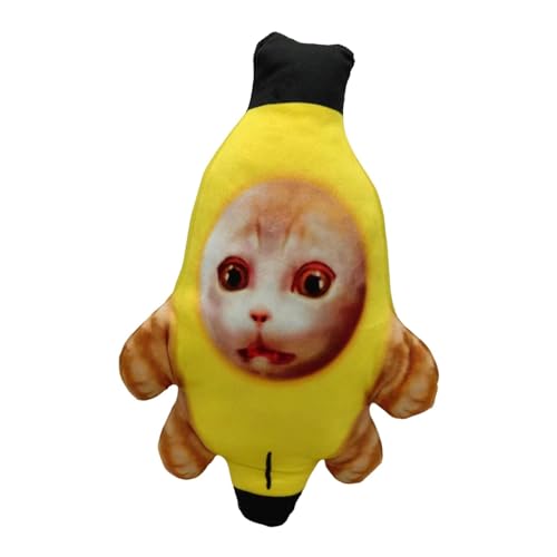 Dtaigou Bananenkatze, Bananenkatzenspielzeug - Bananenkatze Stofftier | Trauriges Bananenkatzen-Kuscheltier, niedliche Geräusch erzeugende Katzen-Plüschkissenpuppe von Dtaigou