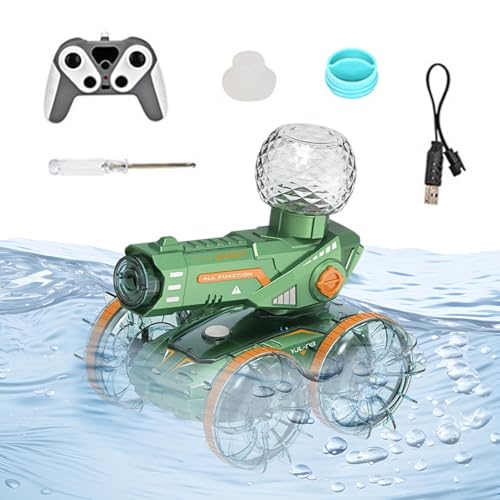 Dtaigou Fernlenkauto - RC Leuchtfahrzeug Für Land & Wasser | LED-Fernsteuerauto Mit Einstellbarer Geschwindigkeit Und Wasserwerfer Für Racing Geländefahren Outdoor Wettbewerbe Pool Indoor Drifting von Dtaigou
