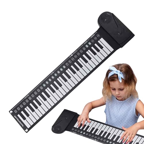 Dtaigou Flexible aufrollbare Klaviertastatur, aufrollbare Klaviermatte, Tragbare Faltbare Handrollen-Musiktastatur, Handrollklavier mit 49 Tasten für Anfänger, Kinder, Erwachsene, Lernspielzeug für von Dtaigou