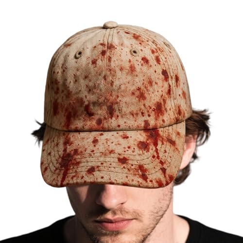 Dtaigou Halloween-Hut mit Aufschrift "Problemgelöst", lustiger Horror-Hut, unisex, blutige Mütze, atmungsaktiv, Blutflecken, Kopfbedeckung, für Kostüm-Enthusiasten, Filmabende, Spukhaus von Dtaigou