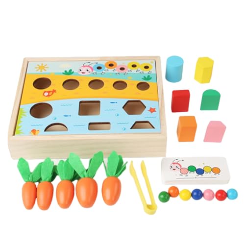 Dtaigou Karottenfarm-Spielzeug, Formsortierer-Spielzeug aus Holz | Sinnesspielzeug für Kinder | Holz-Farbform-Matching-Spiel, Karottenernte-Obstgarten-Sortierspielzeug für die frühe Bildung von Dtaigou