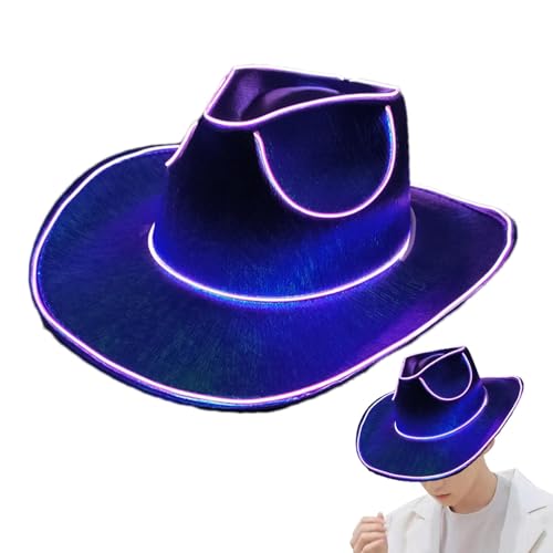 Dtaigou Leuchtende Neon-Glitzer-Hüte, leuchtende Cowboy-Mütze, LED-Cowboy-Hut, Cowgirl-Hut, leuchtende Hüte, für Männer und Frauen, Kostüm-Mütze Dtaigou Leuchtende Neon-Glitzer-Hüte, leuchtende Cowboy-Mütze, LED-Cowboy-Hut, Cowgirl-Hut, leuchtende Hüte, für Männer und Frauen, Kostüm-Mütze von Dtaigou