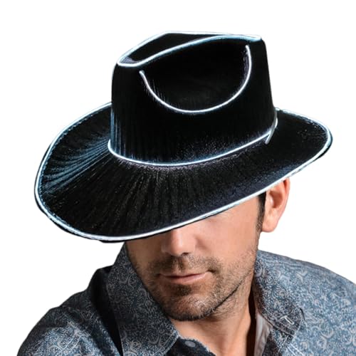 Dtaigou Leuchtende Neon-Glitzer-Hüte, leuchtende Cowboy-Mütze, LED-Cowboy-Hut, Cowgirl-Hut, leuchtende Hüte, für Männer und Frauen, Kostüm-Mütze Dtaigou Leuchtende Neon-Glitzer-Hüte, leuchtende Cowboy-Mütze, LED-Cowboy-Hut, Cowgirl-Hut, leuchtende Hüte, für Männer und Frauen, Kostüm-Mütze von Dtaigou
