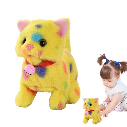 Dtaigou Plüsch -Roboterkatze, Plüsch -Wanderkatze - Realistisches batteriebetriebenes interaktives Spielzeug mit Wagging Tail - Nettes elektronisches Tier mit Miauger für Kinder von Dtaigou