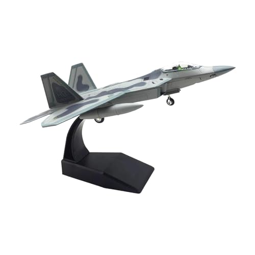 Dualoai 1/100 USA F22 Flugzeugdruckguss Kampfflugzeug, Simulationsflugzeugmodell für Kinderspielzeug, Flugzeug mit Sockel für Cafés, Wohnzimmerdekorationen, Schwarze Basis von Dualoai