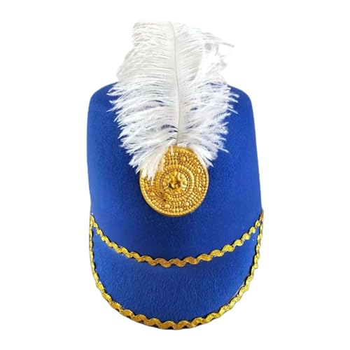 Dualoai Amerikanische Blaskapelle Hut Band Major Hut mit Feder Trommelmajor Hut für Bühnenaufführung Verkleidung Karneval Halloween Party, Blau Dualoai Amerikanische Blaskapelle Hut Band Major Hut mit Feder Trommelmajor Hut für Bühnenaufführung Verkleidung Karneval Halloween Party, Blau von Dualoai