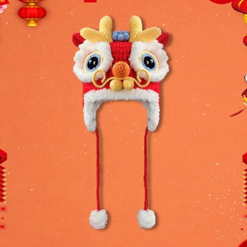 Dualoai Chinesischer Drachenhut, Winter, Warme Kopfbedeckung, Tierhut für Party, Halloween, Show, Säugling von Dualoai