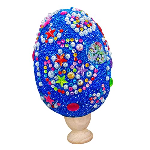 Dualoai Ostern DIY Pailletten Ei, Langlebiges Handgefertigtes Spielzeug mit Strass Aufklebern, Schnee Ostereier Aus Polymer Ton, Partygeschenke für Den Tisch, Blau von Dualoai