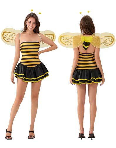 Dubute Bienenkostüm Kit Halloween Cosplay Erwachsene Frauen Marienkäfer Kostüm Zubehör Weihnachten Cosplay Party (Gelb, M) von Dubute
