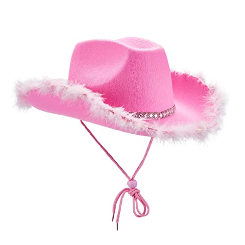 Dubute Damen Tiara Cowgirl Hut Western Party Hut Zubehör Disco Kostüm Cowboy Hut, Pink-1, One size Dubute Damen Tiara Cowgirl Hut Western Party Hut Zubehör Disco Kostüm Cowboy Hut, Pink-1, One size von Dubute