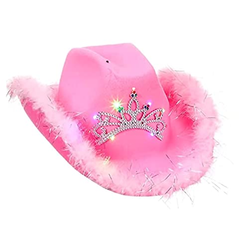 Dubute Damen Tiara Cowgirl Hut Western Party Hut Zubehör Disco Kostüm Cowboy Hut, Pink-a, One size Dubute Damen Tiara Cowgirl Hut Western Party Hut Zubehör Disco Kostüm Cowboy Hut, Pink-a, One size von Dubute