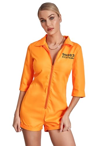 Dubute Damenkostüm, Cosplay-Anzug, Overall, Langarm, Gefängnisstramer, Overall, Halloween, Erwachsenenkostüme (Standard, S, Orange) von Dubute