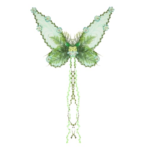 Dubute Feenflügel für Erwachsene und Frauen, Schmetterlingsflügel für Mädchen, Blumen und Blätter, Engelsflügel, Halloween-Kostüm, Verkleiden (Beige-B, Einheitsgröße) von Dubute