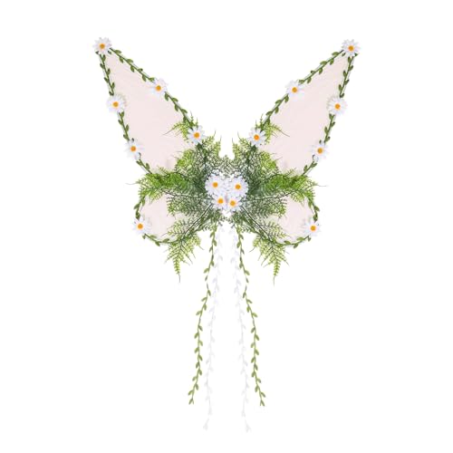Dubute Feenflügel für Erwachsene und Frauen, Schmetterlingsflügel für Mädchen, Blumen und Blätter, Engelsflügel, Halloween-Kostüm, Verkleiden (Silber-B, Einheitsgröße) von Dubute