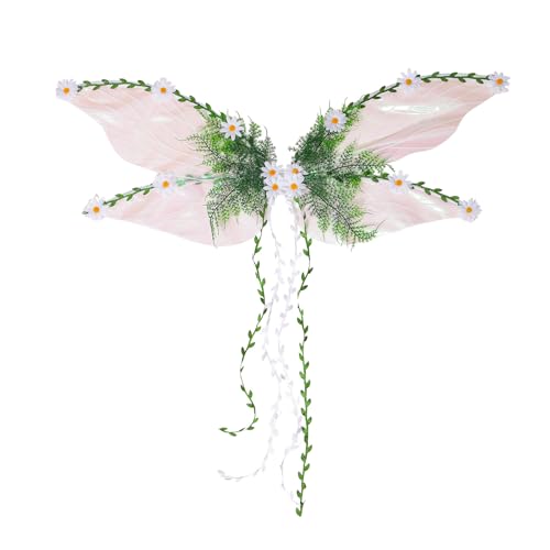 Dubute Feenflügel für Erwachsene und Frauen, Schmetterlingsflügel für Mädchen, Blumen und Blätter, Engelsflügel, Halloween-Kostüm, Verkleiden (Weiß, Einheitsgröße) von Dubute