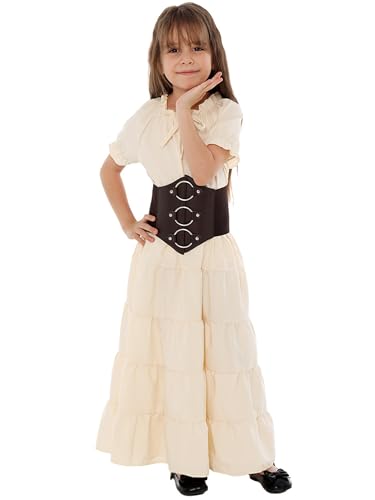 Dubute Halloween-Piratenkostüm für Kinder, Mädchen, Piraten-Prinzessinnenkleid, Cosplay, Party, Halloween-Kostüm (Elfenbein, M) von Dubute