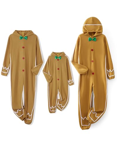 Dubute Lebkuchen-Kostüme für Damen und Herren, Halloween, Weihnachten, Pyjama, mit Kapuze, Reißverschluss, Pyjama, Familien-Overall, Cosplay, Nachtwäsche, gelb, 9-10 Years Dubute Lebkuchen-Kostüme für Damen und Herren, Halloween, Weihnachten, Pyjama, mit Kapuze, Reißverschluss, Pyjama, Familien-Overall, Cosplay, Nachtwäsche, gelb, 9-10 Years von Dubute