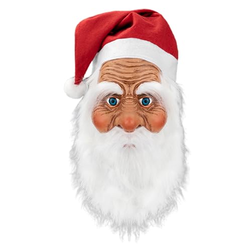 Dubute Weihnachtsmann Maske Realistische Latex Weiß Bart Weihnachtsmann Maske Weihnachten Maskerade Cosplay Party Masken (#-04, Bärtiger Weihnachtsmann) von Dubute