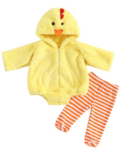 Kleinkind Baby Jungen Mädchen Halloween Kostüme Küken Ente Outfits Kapuze Strampler Jumpsuit Leggings 0-3T (Gelb, 12-18 Monate) von Dubute
