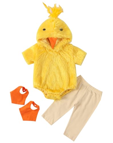Kleinkind Baby Jungen Mädchen Halloween Kostüme Küken Ente Outfits Kapuze Strampler Jumpsuit Leggings 0-3T (Gelb-Türkei, 6-12 Monate) von Dubute