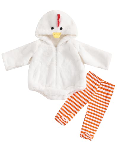 Kleinkind Baby Jungen Mädchen Halloween Kostüme Küken Ente Outfits Kapuze Strampler Jumpsuit Leggings 0-3T (Weiß, 2-3T) von Dubute
