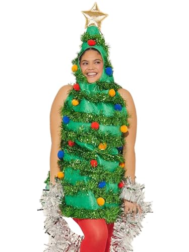 Weihnachtsbaum-Kostüm für Damen, ärmellos, mit Kapuze, Weihnachtsoutfit für Erwachsene, Baumkostüme Cosplay (grün, Einheitsgröße) von Dubute