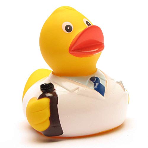 Badeente Apotheker I Quietscheente I Duckshop I L: 8 cm inkl. Gummienten-Schlüsselanhänger im Set von Duckshop