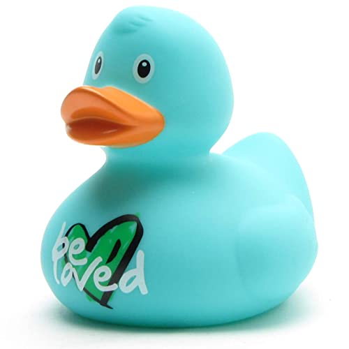 Badeente Be Loved I Quietscheentchen I L: 8,5 cm I inkl. Badeenten-Schlüsselanhänger im Set von Duckshop