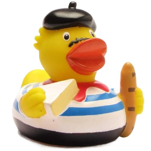 Duckshop I Badeente Frankreich I Quietscheente France I L: 7,5 cm I inkl. Quietscheentchen-Schlüsselanhänger im Set I Geschenk für Frankreich-Fans I Souvenir von Duckshop