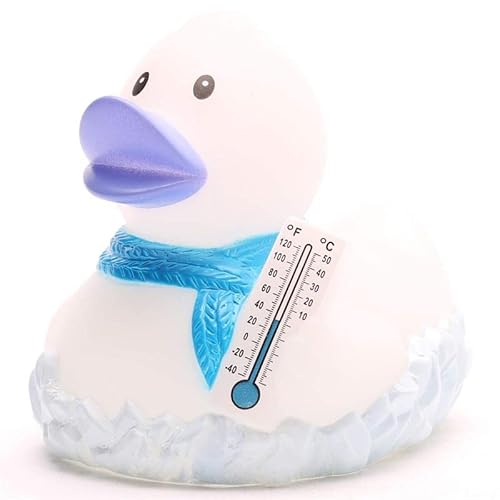 Badeente Frosty I Quietscheentchen I L: 7,5 cm I inkl. Badeenten-Schlüsselanhänger von Duckshop