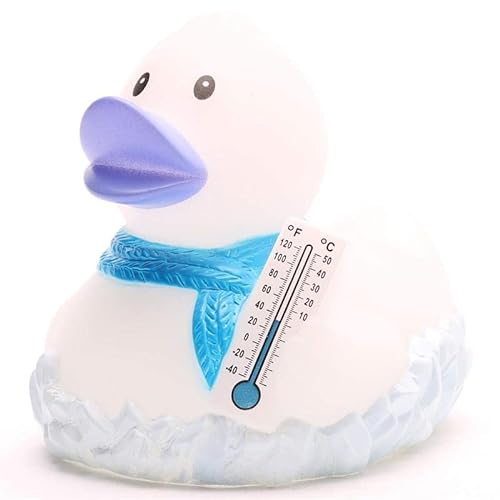 Badeente Frosty I Quietscheentchen I L: 7,5 cm I inkl. Badeenten-Schlüsselanhänger von Duckshop