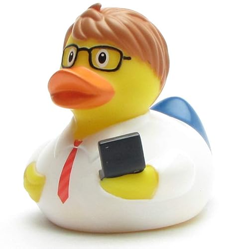 Badeente IT-Entwickler I Quietscheentchen I L: 10 cm I inkl. Badeenten-Schlüsselanhänger im Set von Duckshop