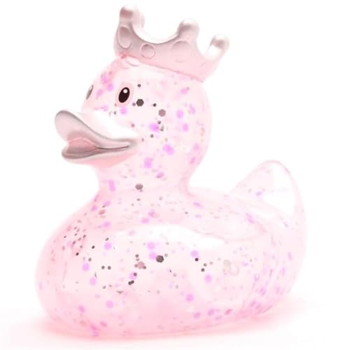 Duckshop I Badeente König Glitzer pink I Quietscheente - inkl. Quietscheentchen-Schlüsselanhänger im Set I Geschenk für Glitzer und Glamour I Präsent Sammler von Duckshop