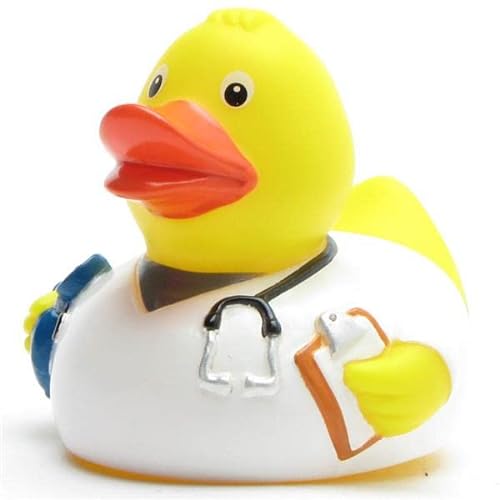 Badeente Krankenpfleger I Quietscheentchen I L: 8 cm I inkl. Badeenten-Schlüsselanhänger von Duckshop
