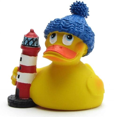 Duckshop I Badeente Leuchtturm-Wärter I Quietscheentchen - L: 7 cm I Quietscheente I Geschenk für Reise-Fans I Präsent Sammler I Souvenir von Duckshop