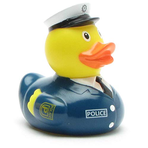Badeente Polizist Polizei I Quietscheentchen - L: 8,5 cm I inkl. Badeenten-Schlüsselanhänger im Set von Duckshop
