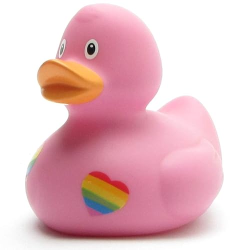 Badeente Pride Pink I Quietscheentchen I L: 8 cm I inkl. Badeenten-Schlüsselanhänger im Set von Duckshop