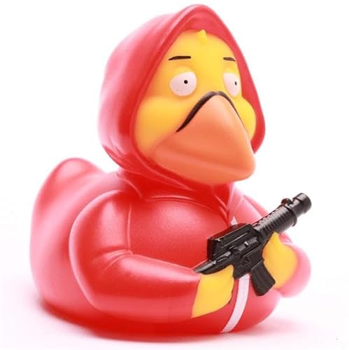 Duckshop I Badeente Red Money inkl. Quietscheentchen Schlüsselanhänger im Set I L9cm I Quietscheente I Geschenk für Serien-Fans I Duckshop I Badeente Red Money inkl. Quietscheentchen Schlüsselanhänger im Set I L9cm I Quietscheente I Geschenk für Serien-Fans I von Duckshop