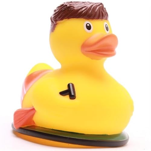 Duckshop I Badeente SUP - Stand up Paddeling inkl. Quietscheentchen-Schlüsselanhänger im Set I L9cm I Quietscheente I Geschenk für Wassersport-Fans I von Duckshop