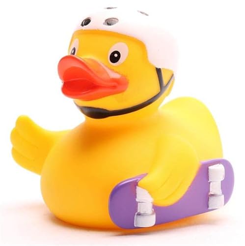 Badeente Skateboarder I Quietscheentchen I L: 8 cm I inkl. Badeenten-Schlüsselanhänger von Duckshop