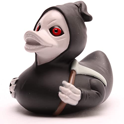 Duckshop I Badeente Tod I Quietscheente I L: 9 cm I inkl. Quietscheentchen -Schlüsselanhänger im Set I Geschenk Horror-Fans I Geschenk Sammler von Duckshop