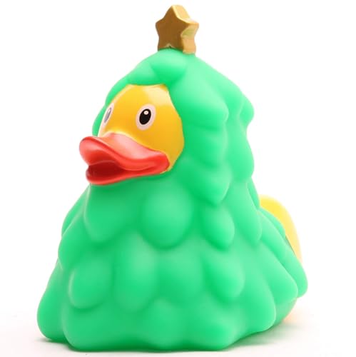 Badeente Weihnachtsbaum I Quietscheente Tannenbaum I Quietscheentchen Weihnachten I L: 8,5 cm I inkl. Gummienten-Schlüsselanhänger im Set von Duckshop