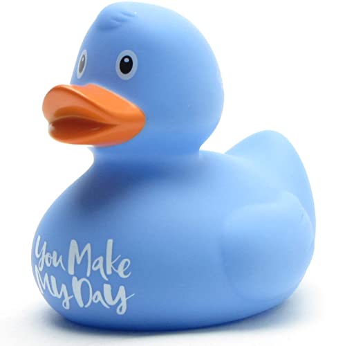 Badeente You Make My Day - blau I Quietscheentchen I L: 8,5 cm I inkl. Badeenten-Schlüsselanhänger im Set von Duckshop