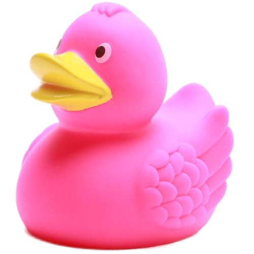 Badeente fuchsia I Quietscheente I Duckshop I L: 7,5 cm I inkl. Badeenten-Schlüsselanhänger im Set von Duckshop