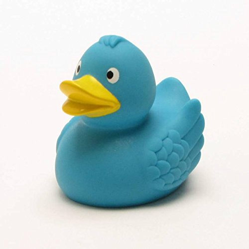 Badeente hellblau I Quietscheente I Duckshop I L: 7,5 cm I inkl. Badeenten-Schlüsselanhänger im Set von Duckshop