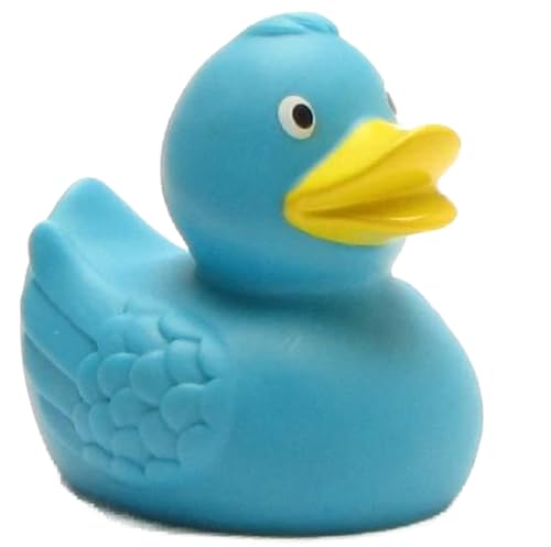 Badeente hellblau I Quietscheente I Duckshop I L: 7,5 cm I inkl. Badeenten-Schlüsselanhänger im Set von Duckshop