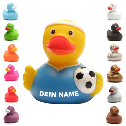 Badeente - personalisierbar (Fussball Ente blaues Trikot) von Duckshop